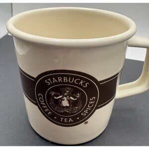 Starbucks Enamel Mug 2016 Vintage Brown Logo Coffee Tea Spices
